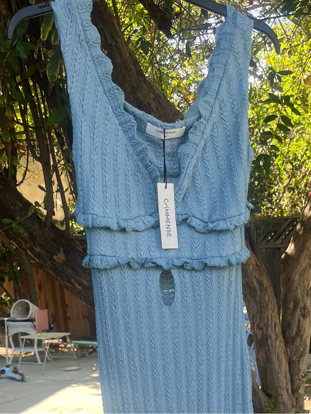 Commense Powder Blue Cable Knit Ruffle Dress - Picture 7 of 9